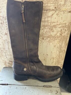 Timberland Lexiss Brown Leather Mid-Calf Zip Heeled Boots 7.5